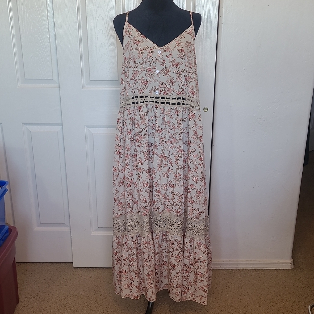 SHEIN Pink Maxi Sundress with Spaghetti Straps